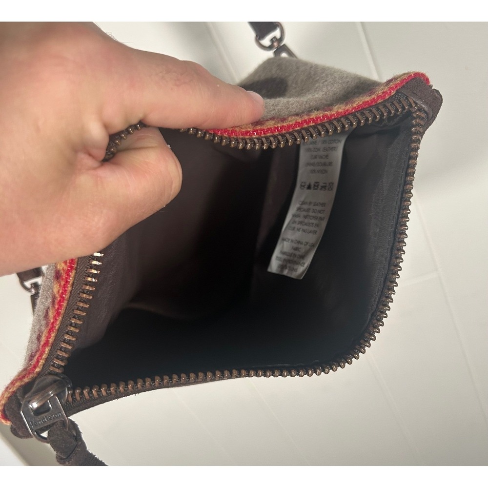 Pendleton Wool Leather Crossbody Bag Steer Skull Southwestern Foldover Clutch - Picture 6 of 10